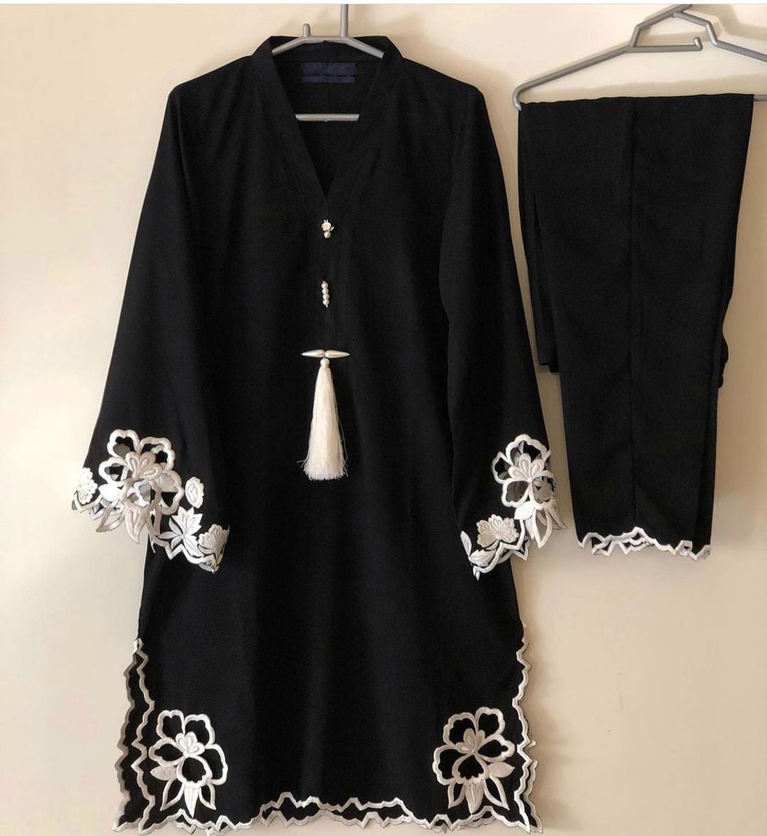 white christmas dresses Ivory Wrap Dress with Cutwork Embroidery on Bottom – Western Era